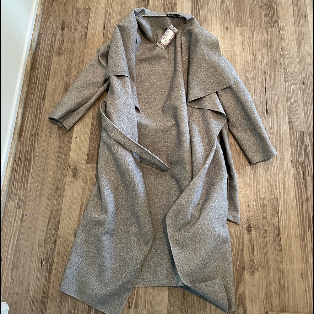 Belted waterfall coat